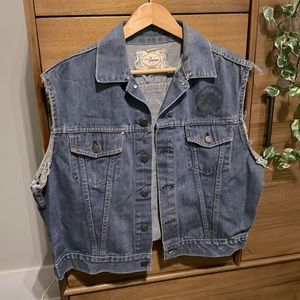 Vintage Jean Tank Jacket with Harley Davidson Patch